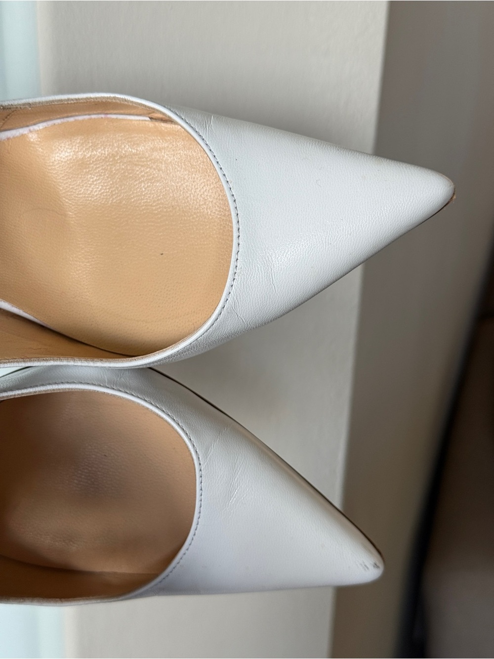 Christian Louboutin White Pointed-Toe Ankle-Strap Stiletto Pumps in Mascara 36.5 - Picture 7 of 16